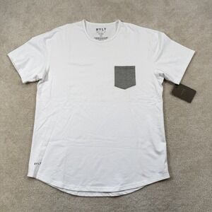 NWT BYLT Blend Tshirt Mens XL White Drop-Cut Short Sleeve Athletic Fit Pocket